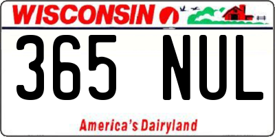 WI license plate 365NUL