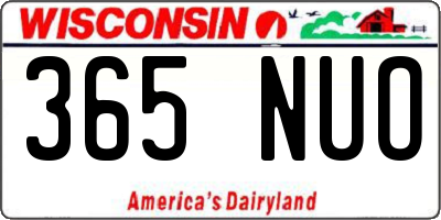 WI license plate 365NUO