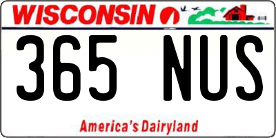 WI license plate 365NUS