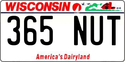 WI license plate 365NUT