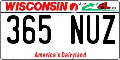 WI license plate 365NUZ