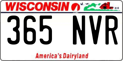 WI license plate 365NVR