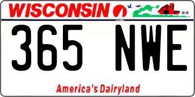 WI license plate 365NWE