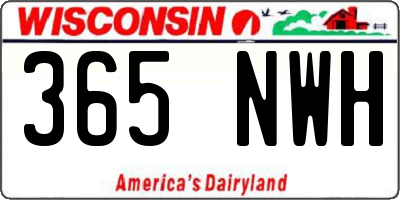 WI license plate 365NWH