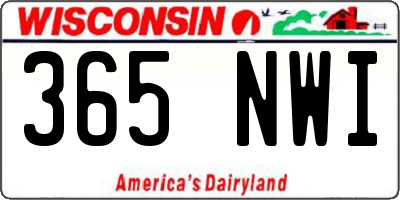 WI license plate 365NWI