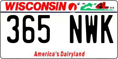 WI license plate 365NWK