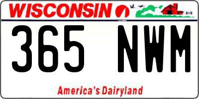 WI license plate 365NWM