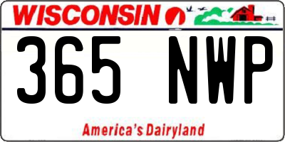 WI license plate 365NWP