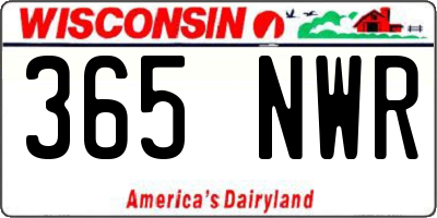 WI license plate 365NWR