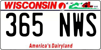 WI license plate 365NWS
