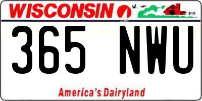 WI license plate 365NWU