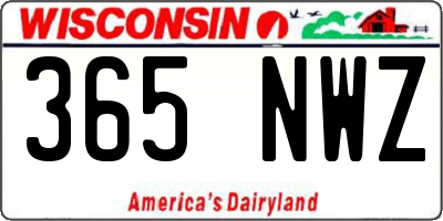 WI license plate 365NWZ