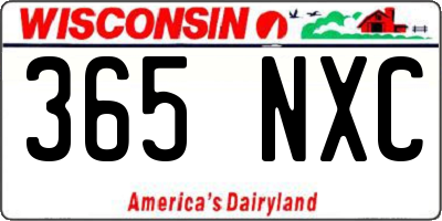 WI license plate 365NXC