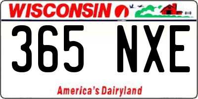 WI license plate 365NXE