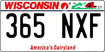 WI license plate 365NXF