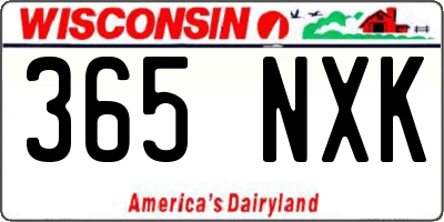 WI license plate 365NXK