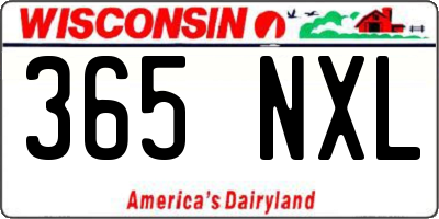 WI license plate 365NXL