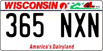 WI license plate 365NXN