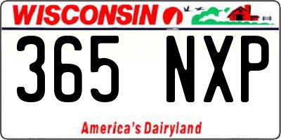 WI license plate 365NXP