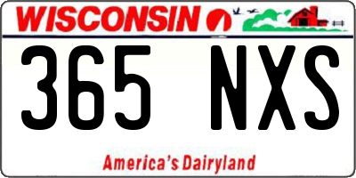 WI license plate 365NXS