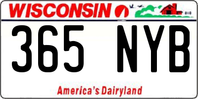WI license plate 365NYB