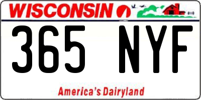 WI license plate 365NYF