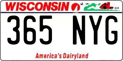 WI license plate 365NYG