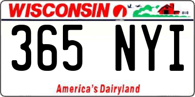 WI license plate 365NYI