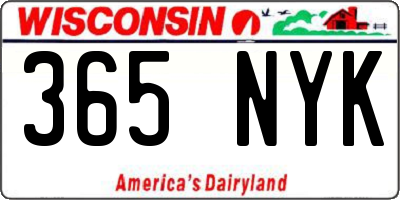 WI license plate 365NYK