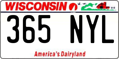 WI license plate 365NYL
