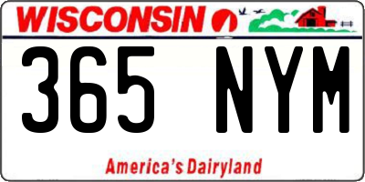 WI license plate 365NYM