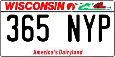 WI license plate 365NYP