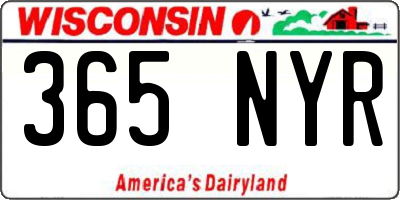 WI license plate 365NYR