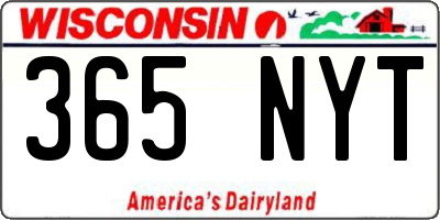 WI license plate 365NYT