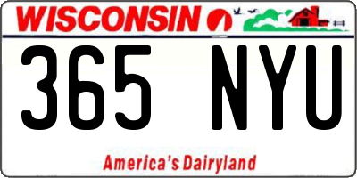 WI license plate 365NYU