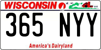 WI license plate 365NYY