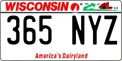 WI license plate 365NYZ
