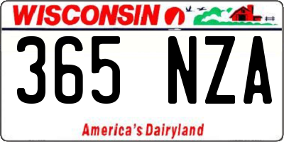 WI license plate 365NZA
