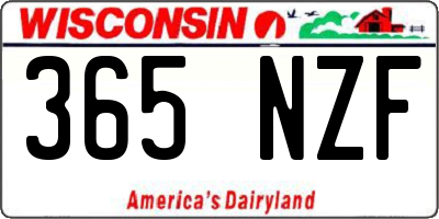 WI license plate 365NZF