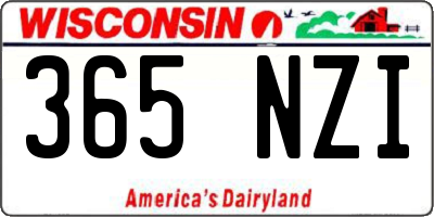 WI license plate 365NZI