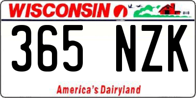 WI license plate 365NZK
