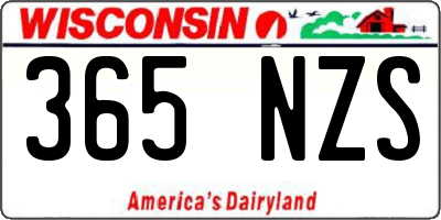 WI license plate 365NZS
