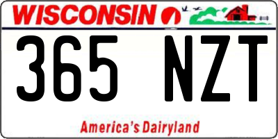 WI license plate 365NZT