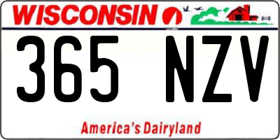 WI license plate 365NZV