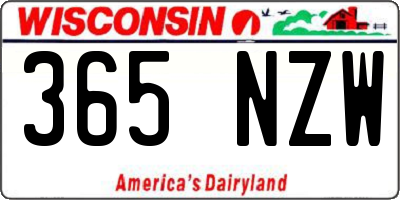WI license plate 365NZW