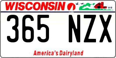 WI license plate 365NZX