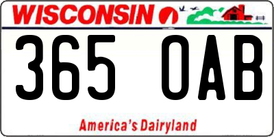 WI license plate 365OAB