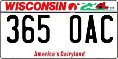 WI license plate 365OAC