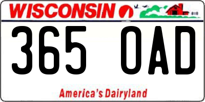 WI license plate 365OAD