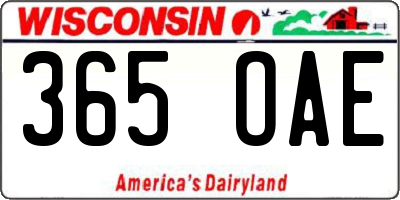 WI license plate 365OAE